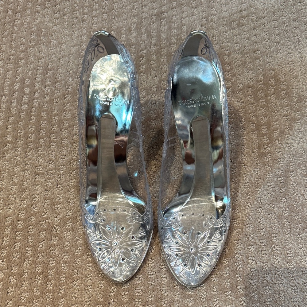 Dolce & Gabbana Transparent PVC Crystal Embellishment Cinderella Pumps